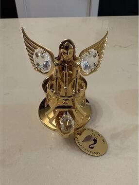 VTG Mascot Angel Figure, Austrian Crystal Delight Figurine 24K Gold Plated
